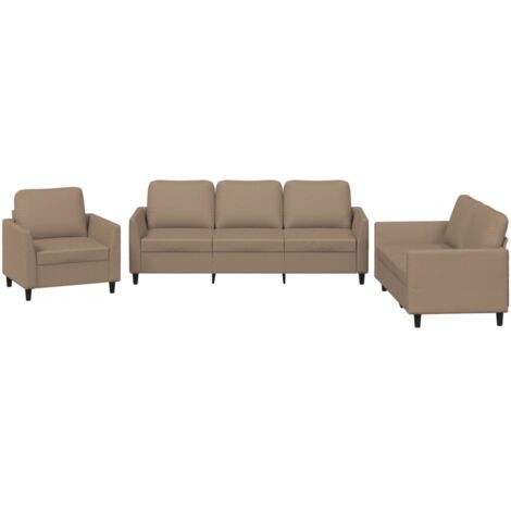 vidaXL Set di Divani 3 pz con Cuscini cappuccino in Similpelle