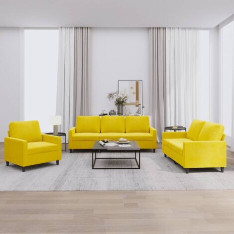 vidaXL Set di Divani 3 pz con Cuscini giallo in Velluto