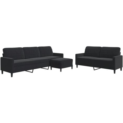 vidaXL Set di Divani 3 pz con Cuscini Nero in Velluto