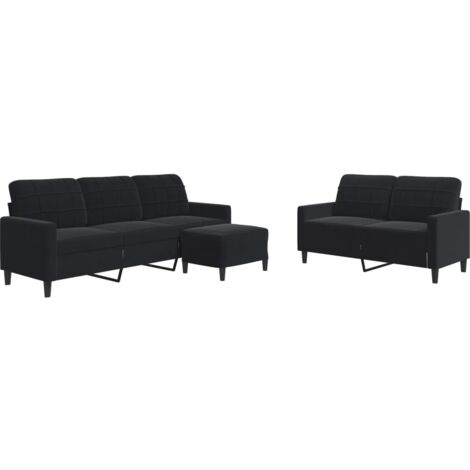 vidaXL Set di Divani 3 pz con Cuscini Nero in Velluto