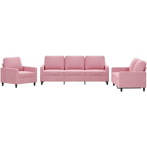 vidaXL Set di Divani 3 pz con Cuscini rosa in Velluto