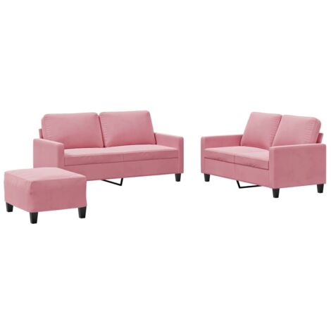 vidaXL Set di Divani 3 pz con Cuscini rosa in Velluto