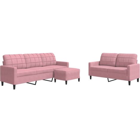 vidaXL Set di Divani 3 pz con Cuscini rosa in Velluto