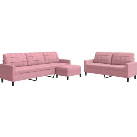 vidaXL Set di Divani 3 pz con Cuscini rosa in Velluto