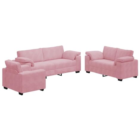 vidaXL Set di Divani 3 pz con Cuscini rosa in Velluto