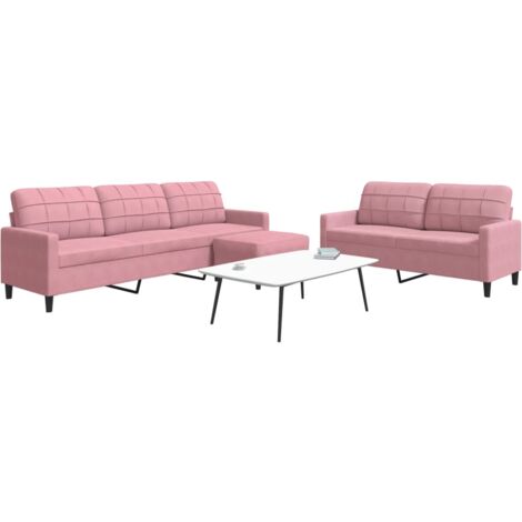 vidaXL Set di Divani 3 pz con Cuscini rosa in Velluto