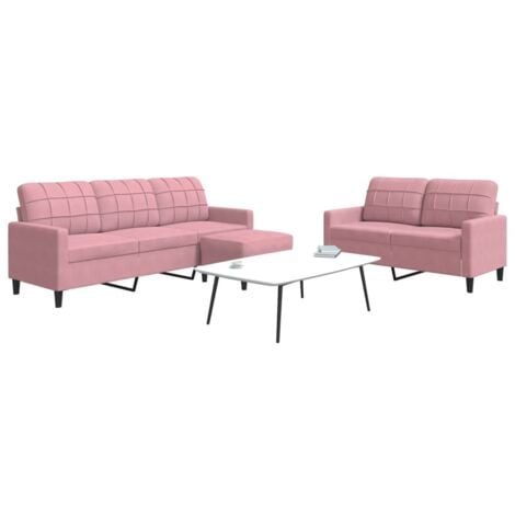 vidaXL Set di Divani 3 pz con Cuscini rosa in Velluto