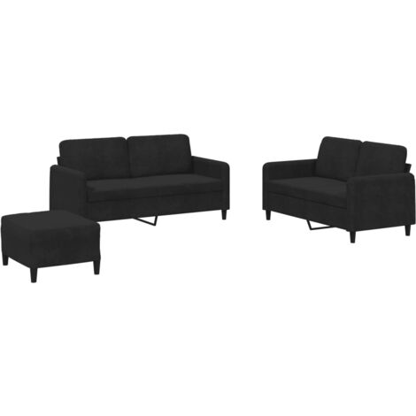vidaXL Set di Divani 3 pz Nero in Velluto