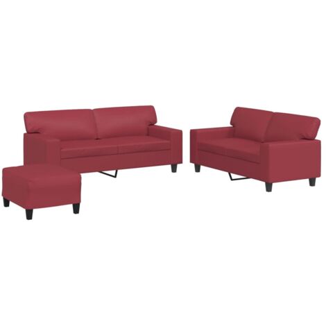 vidaXL Set di Divani 3 pz Rosso Vino in Similpelle