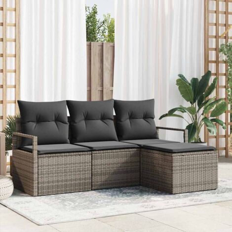 vidaXL Set di divani 4 pcs Grigio polyrattan