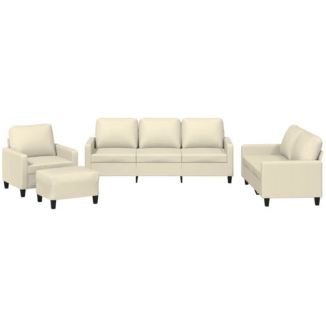 vidaXL Set di Divani 4 pz con Cuscini crema in Similpelle