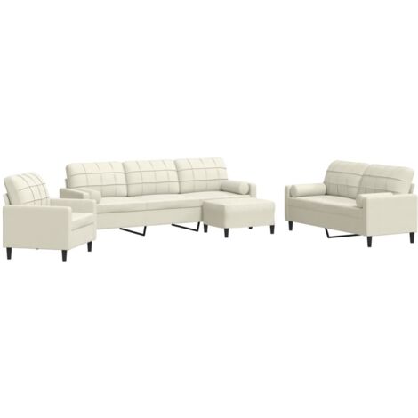 vidaXL Set di Divani 4 pz con Cuscini e Rinforzi Crema in Velluto