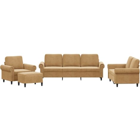 vidaXL Set di Divani 4 pz con Cuscini Marrone in Velluto