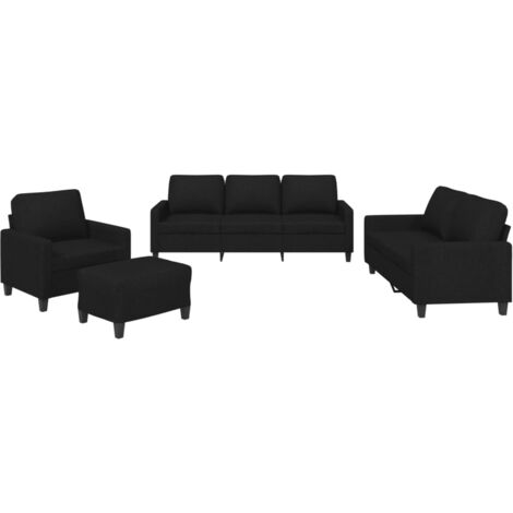 vidaXL Set di Divani 4 pz con Cuscini Nero in Tessuto
