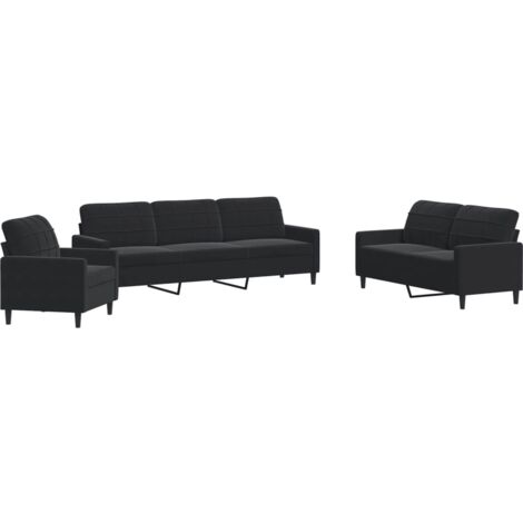 vidaXL Set di Divani 4 pz con Cuscini Nero in Velluto