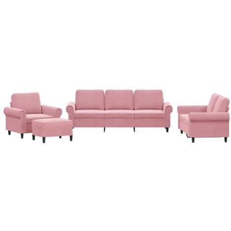 vidaXL Set di Divani 4 pz con Cuscini rosa in Velluto