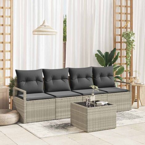 vidaXL Set di divani 5 pcs Grigio chiaro e grigio scuro polyrattan