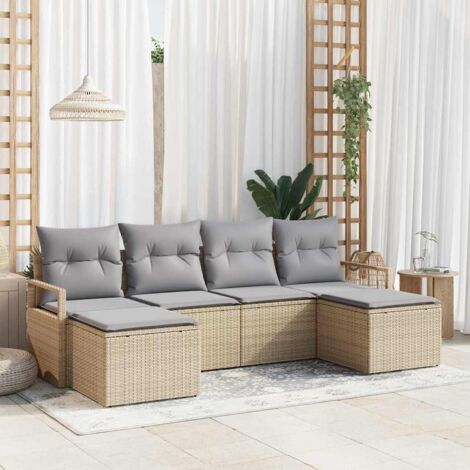 vidaXL Set di divani 6 pcs Beige polyrattan