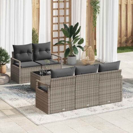 vidaXL Set di divani 6 pcs Grigio polyrattan