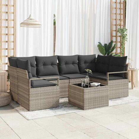 vidaXL Set di divani 7 pcs Grigio chiaro e grigio scuro polyrattan
