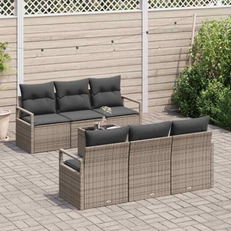 vidaXL Set di divani 7 pcs Grigio polyrattan