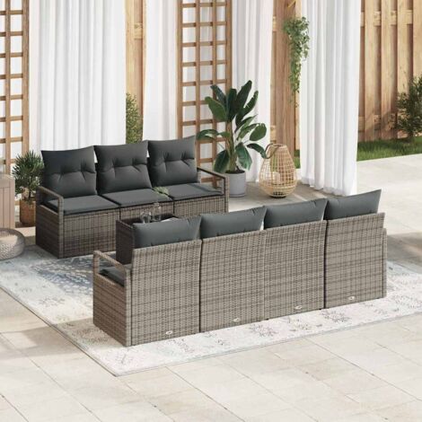 vidaXL Set di divani 8 pcs Grigio polyrattan