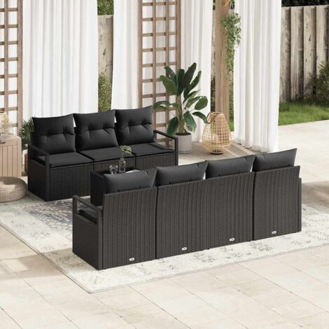 vidaXL Set di divani 8 pcs Nero polyrattan