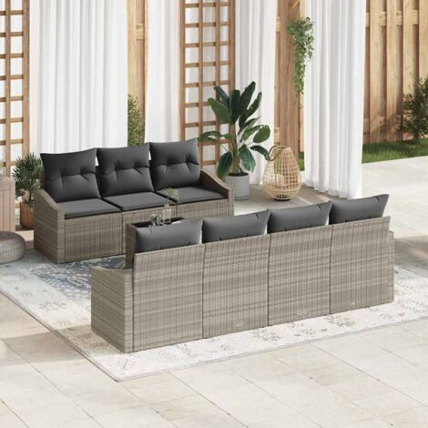vidaXL Set di divani con cuscino 8 pcs Grigio chiaro polyrattan