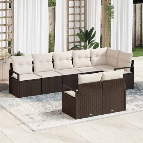 vidaXL Set di divani con cuscino 8 pcs Marrone e Crema polyrattan