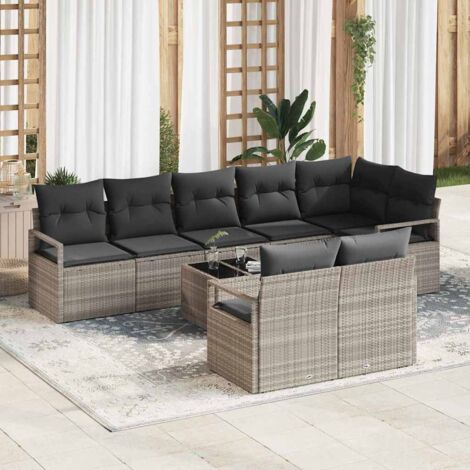 vidaXL Set di divani con cuscino 9 pcs Grigio chiaro polyrattan