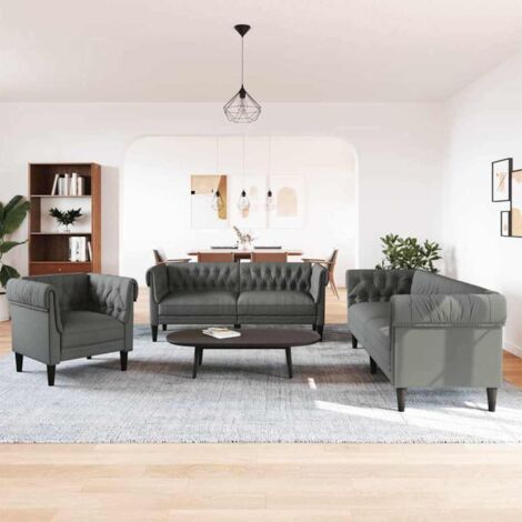 vidaXL Set di divani Grigio scuro Tessuto