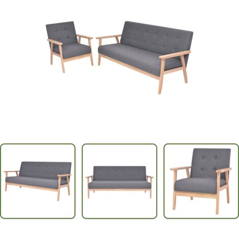 vidaXL Set di divani -  Set di Divani 2 pz in Tessuto Grigio Scuro