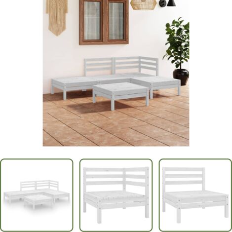 vidaXL Set di divani -  Set Divani da Giardino 5 pz in Legno Massello di Pino Bianco