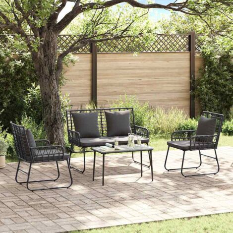 vidaXL Set di Mobili da Giardino con cuscino 4 pcs Nero e antracite