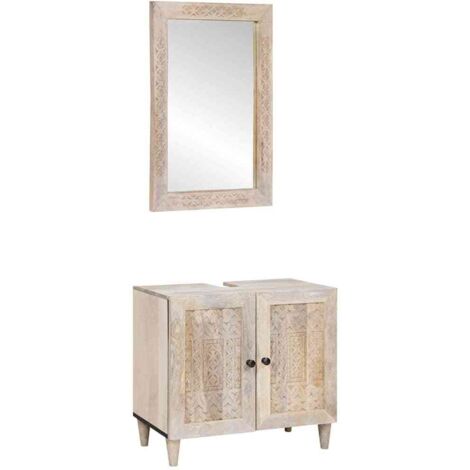 vidaXL Set di mobili per il bagno 2 pcs Bianco Legno multistrato
