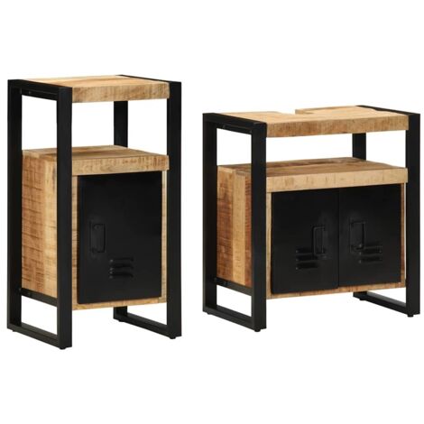 vidaXL Set di mobili per il bagno 2 pcs Legno di mango solido e grezzo