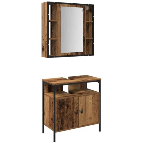 vidaXL Set di mobili per il bagno 2 pcs Marrone Legno multistrato