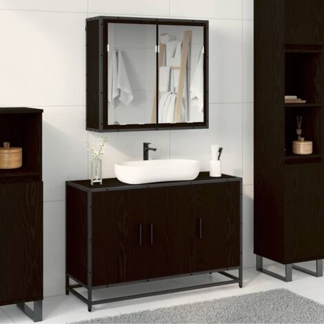 vidaXL Set di mobili per il bagno 2 pcs Rovere Nero Legno