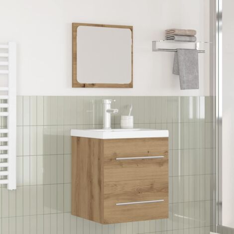 vidaXL Set di mobili per il bagno 2 pcs Rovere nero Legno multistrato