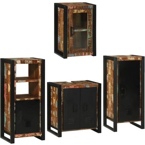 vidaXL Set di mobili per il bagno 4 pcs Legno massello riciclato