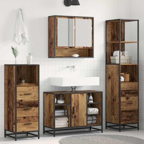 vidaXL Set di mobili per il bagno con cassetto 3 pcs Legno vecchio