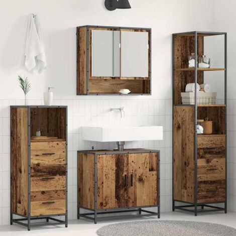 vidaXL Set di mobili per il bagno con cassetto 4 pcs Legno vecchio