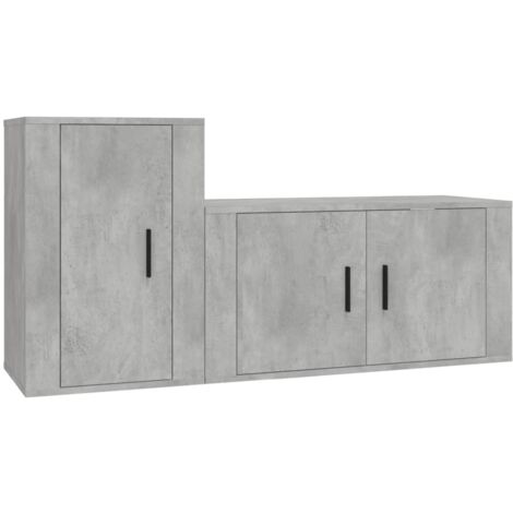 vidaXL Set di Mobili Porta TV 2 pz Grigio Cemento in Legno Multistrato