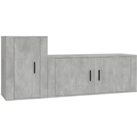 vidaXL Set di Mobili Porta TV 2 pz Grigio Cemento in Legno Multistrato