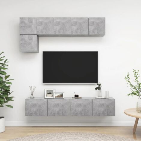 vidaXL Set di Mobili Porta TV 5 pz Grigio Cemento in Legno Multistrato