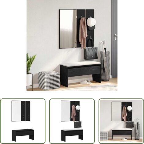 vidaXL Set di mobili -  Set mobili da ingresso 4 pcs Rovere Nero Legno multistrato
