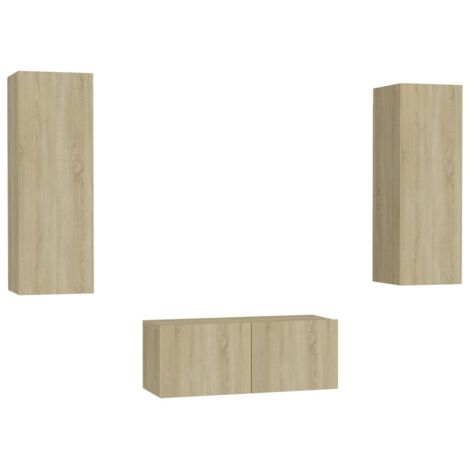 vidaXL Set di Mobili TV 3 pz Rovere Sonoma in Legno Multistrato