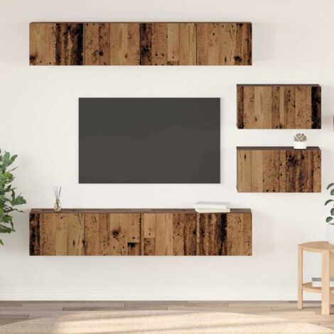 vidaXL Set di mobili TV 6 pcs Legno vecchio Media Legno multistrato