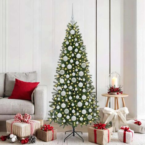 vidaXL Set di Palle di Natale con 300 LED 120 pcs Bianco Plastica