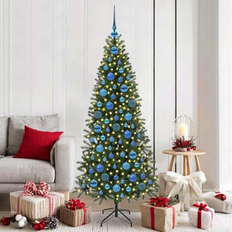 vidaXL Set di Palle di Natale con 300 LED 120 pcs Blu Plastica
